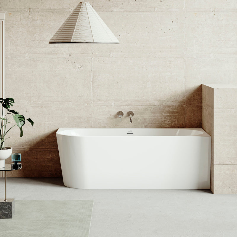 Baridi Right-Hand Corner Slim Rim Bath with Overflow System 150cm, Gloss White - DH426 lifestyle