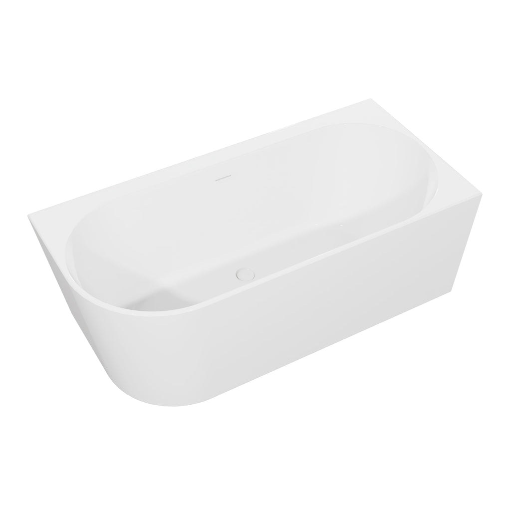 Baridi Right-Hand Corner Slim Rim Bath with Overflow System 150cm, Gloss White - DH426