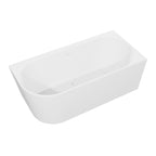 Baridi Right-Hand Corner Slim Rim Bath with Overflow System 150cm, Gloss White - DH426