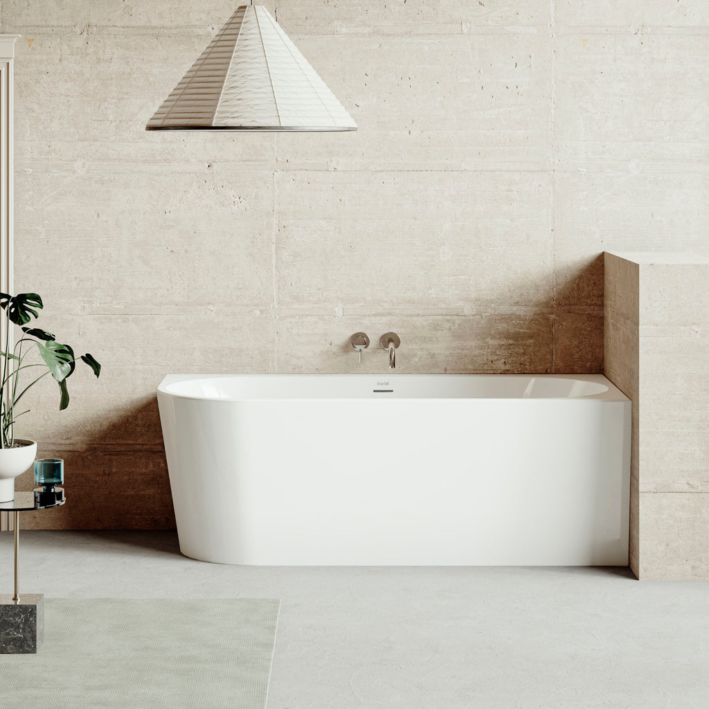 Baridi Right-Hand Corner Slim Rim Bath with Overflow System 160cm, Gloss White - DH427 lifestyle