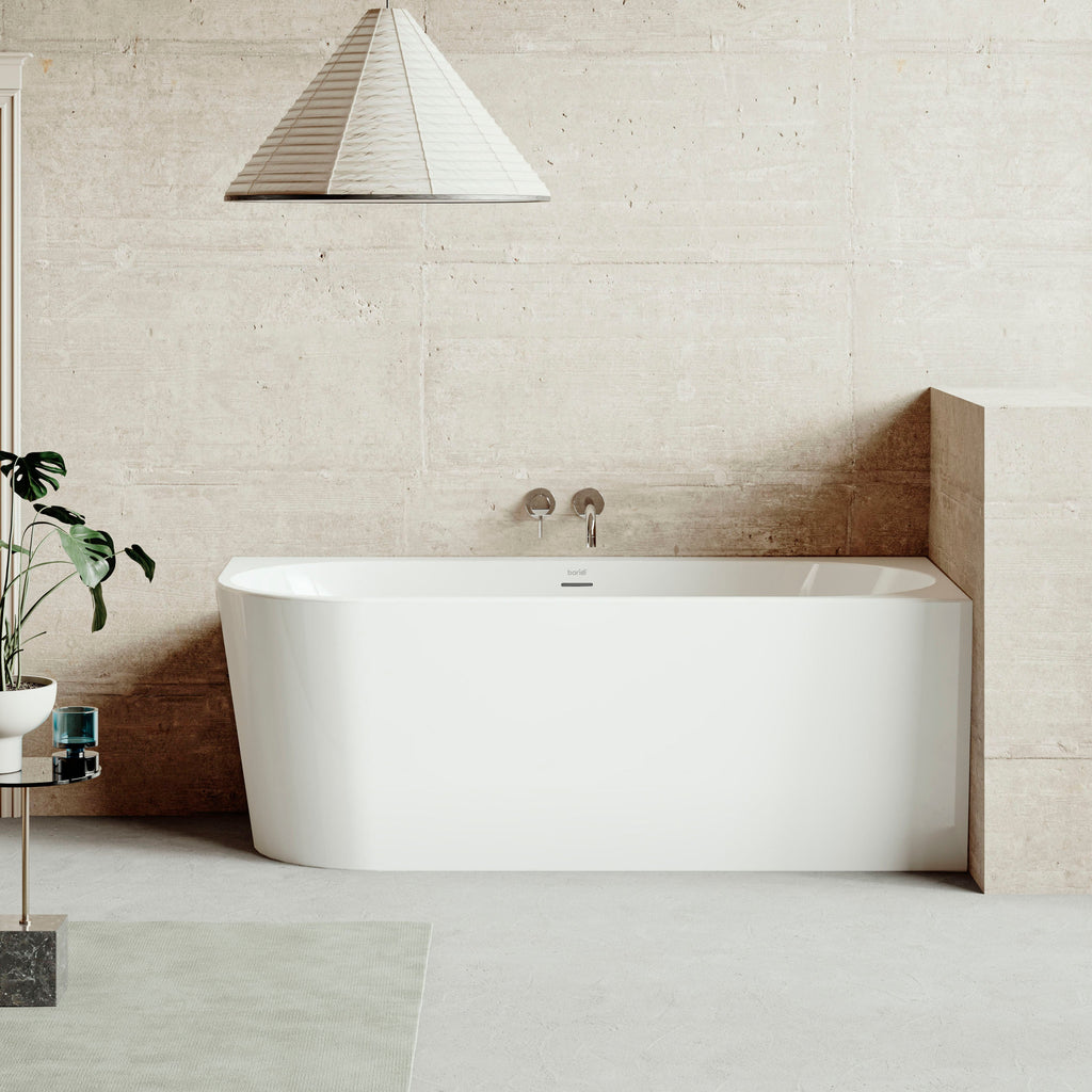 Baridi Right-Hand Corner Slim Rim Bath with Overflow System 170cm, Gloss White - DH428 lifestyle