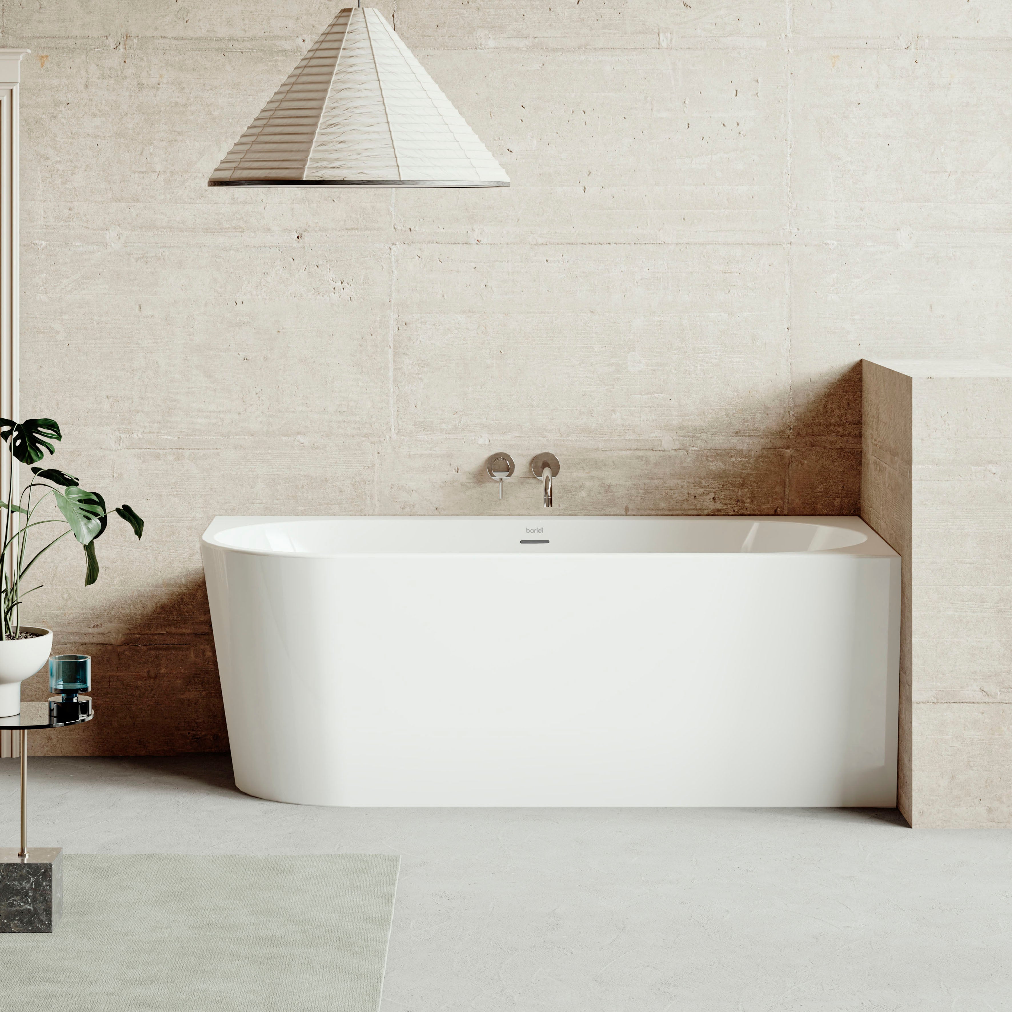 Baridi Right-Hand Corner Slim Rim Bath with Overflow System 170cm, Gloss White - DH428 lifestyle