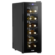 Baridi 12 Bottle Wine Fridge with Metal Shelves, Touch Screen & LED Light - Black | DH73
