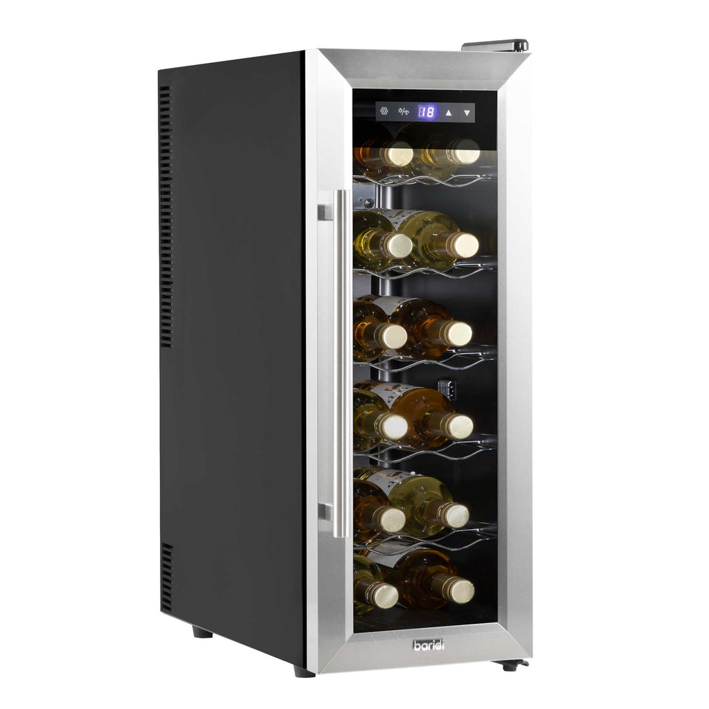 Baridi 12 Bottle Wine Fridge with Metal Shelves, Touch Screen & LED Light - Stainless Steel | DH74