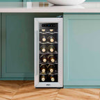 Baridi 12 Bottle Wine Fridge with Metal Shelves, Touch Screen & LED Light - Stainless Steel | DH74 in use