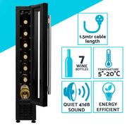 Baridi 7 Bottle Extra-Slim Undercounter Wine Fridge with Touch Screen & LED Light - Black | DH76 in use