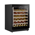 Baridi 54 Bottle Undercounter/Freestanding Wine Fridge with Wooden Shelves & LED Light - Black | DH78
