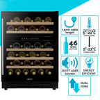 Baridi 46 Bottle Dual Zone Undercounter/Freestanding Wine Fridge with Wooden Shelves - Black | DH79 in use