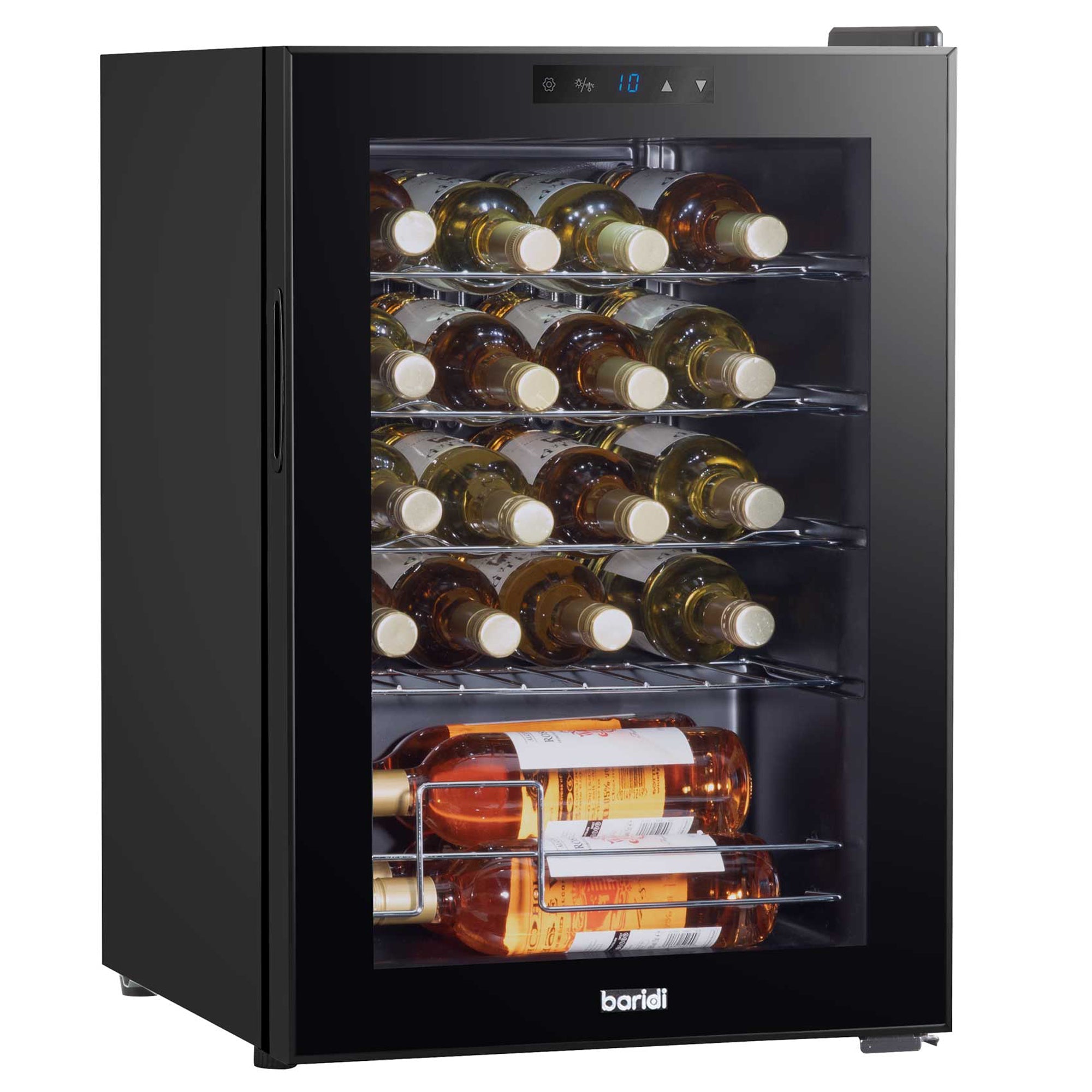 Baridi 20 Bottle Wine Fridge with Metal Shelves, Touch Screen & LED Light - Black | DH8