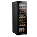 Baridi 27 Bottle Dual Zone Wine Fridge with Beech Wood Shelves & LED Light - Black | DH90