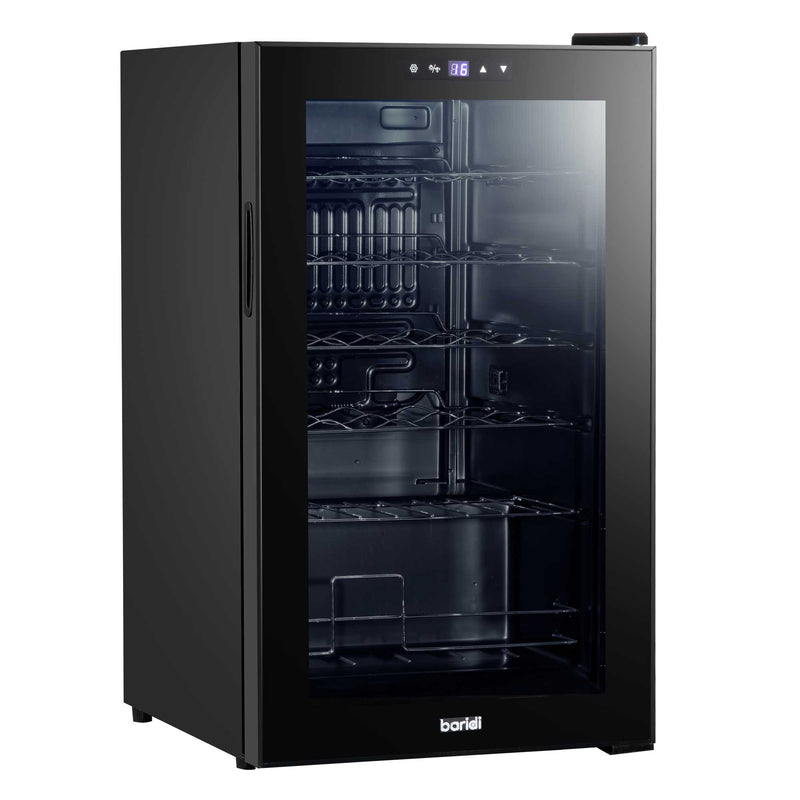 Baridi 24 Bottle Wine Fridge with Metal Shelves, Touch Screen & LED Light - Black | DH9 in use