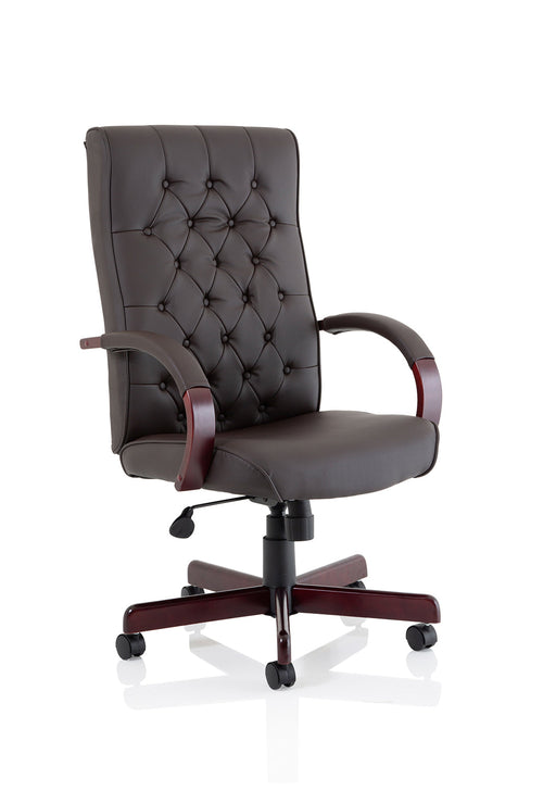 Chesterfield High Back Leather Executive Office Chair - Brown