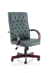 Chesterfield High Back Leather Executive Office Chair - Green