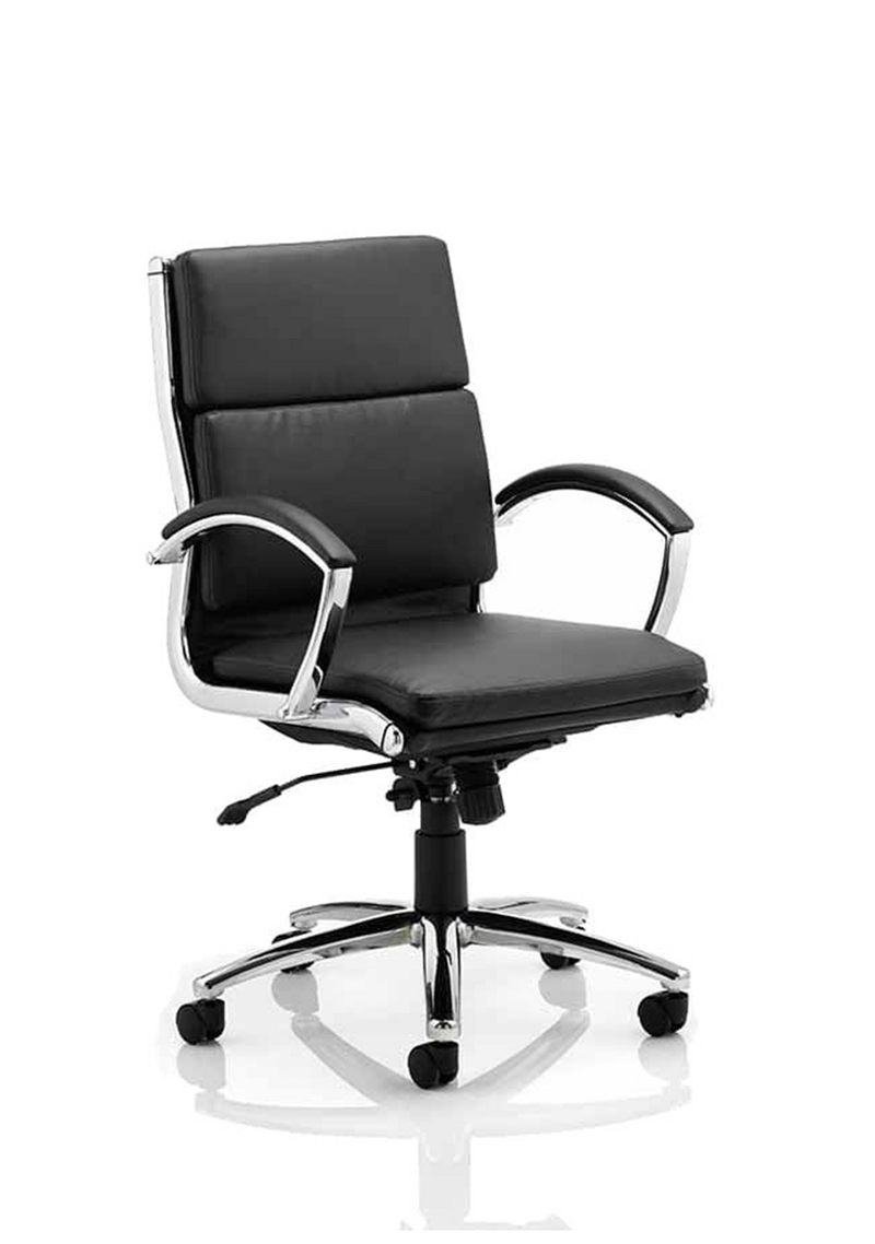 Classic Executive Chair - Black Leather Medium Back