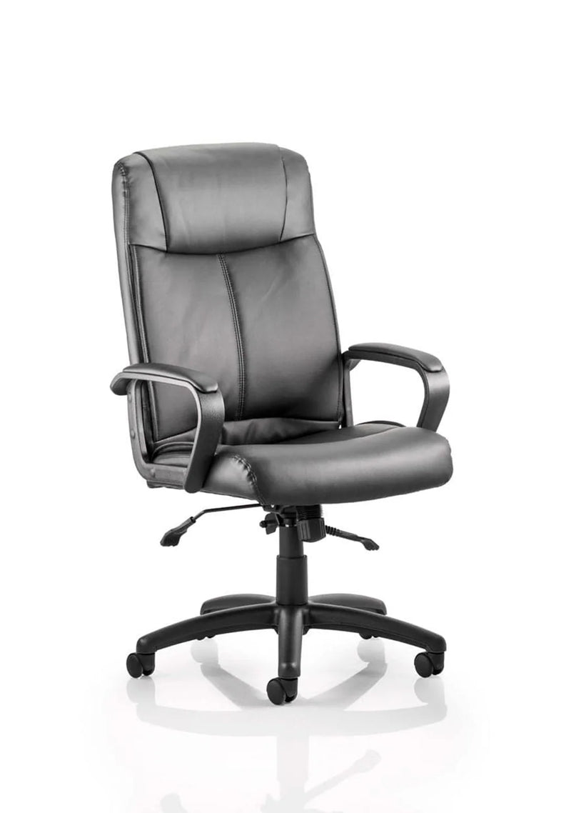 Plaza High Back Black Leather Executive Office Chair with Arms