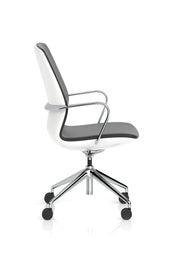 Mara Black PU Executive Office Chair - White Shell, side angle
