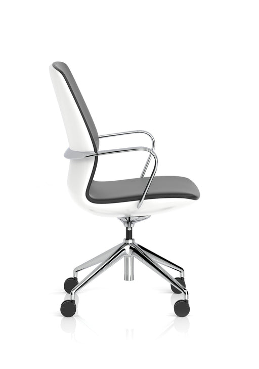 Mara Black PU Executive Office Chair - White Shell, side angle