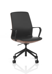 Mara Black PU Executive Office Chair - Wood Shell