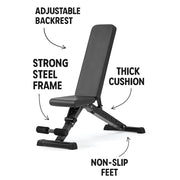 Sharkpower Foldable Adjustable Workout Bench for Home Gym - image 2