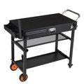 Folding Grill Cart with Wheels and Heat-Resistant Mat for BBQ