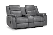 Luxurious Galaxy Tech Electric Recliner 2-Seater Grey Leather Sofa with USB - image 2
