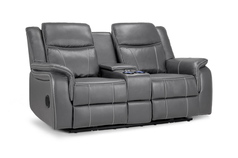 Luxurious Galaxy Tech Electric Recliner 2-Seater Grey Leather Sofa with USB - image 2