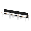 Dynamic Air Back-to-Back Oslo Height Adjustable Bench Desk - White Top Natural Wood Edge White Frame