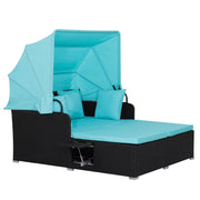 Garden Rattan Daybed with Retractable Canopy and Cushions-Beige - image 13