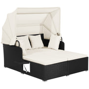 Garden Rattan Daybed with Retractable Canopy and Cushions-Beige - image 17