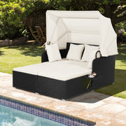 Garden Rattan Daybed with Retractable Canopy and Cushions-Beige - image 18