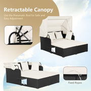 Garden Rattan Daybed with Retractable Canopy and Cushions-Beige - image 19