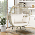 Oversized Rattan Egg Chair with 4 Cushions for Balcony Backyard
