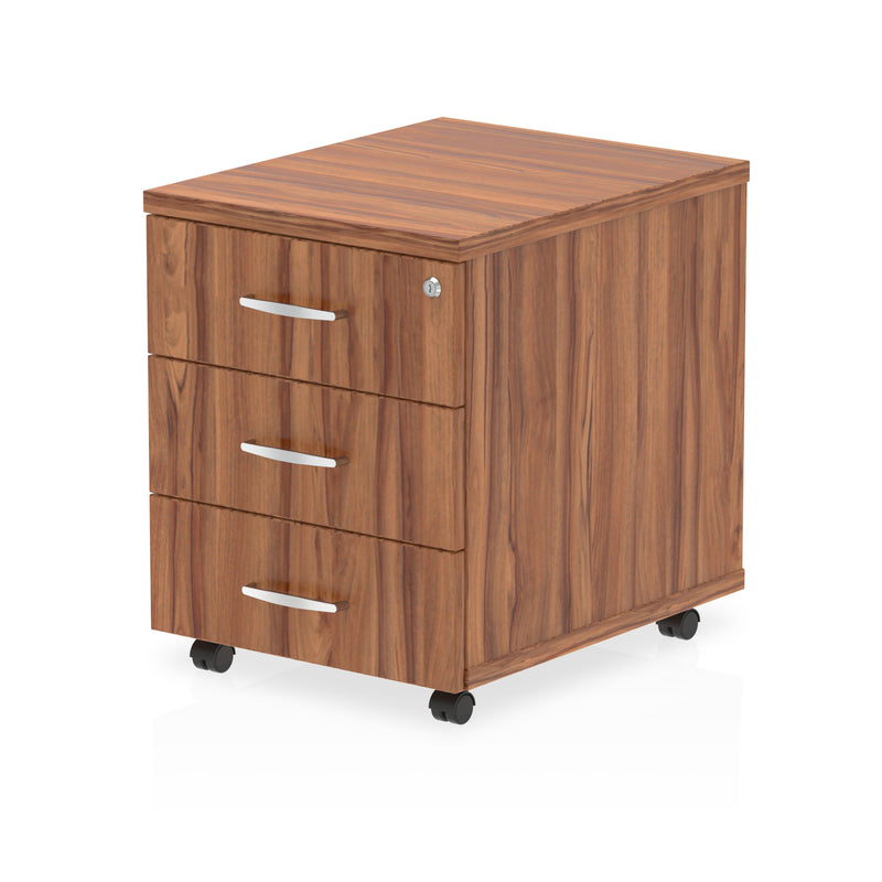 Impulse Mobile Pedestal - Walnut - 3 Drawer - Homesplex
