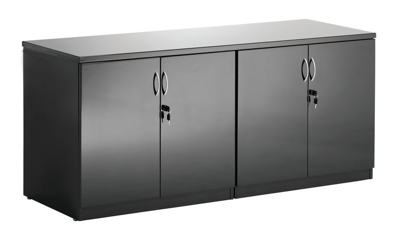 High Gloss Twin Cupboard With Credenza Top - Black - 1600 - Homesplex