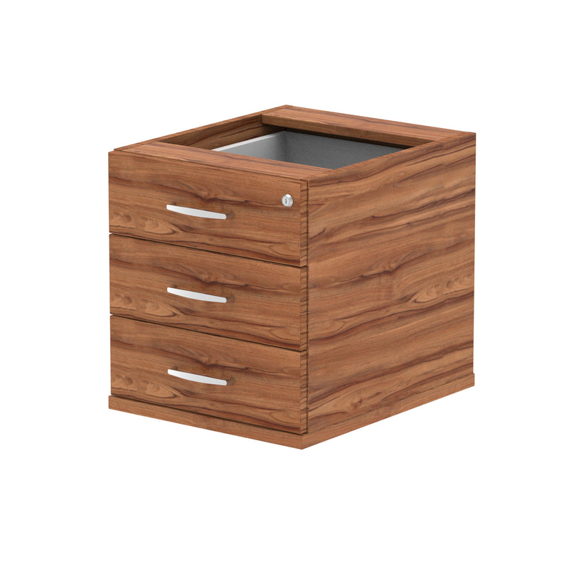 Impulse Fixed Pedestal - Walnut - 3 Drawer - Homesplex