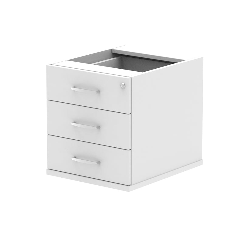 Impulse Fixed Pedestal - White - 3 Drawer - Homesplex