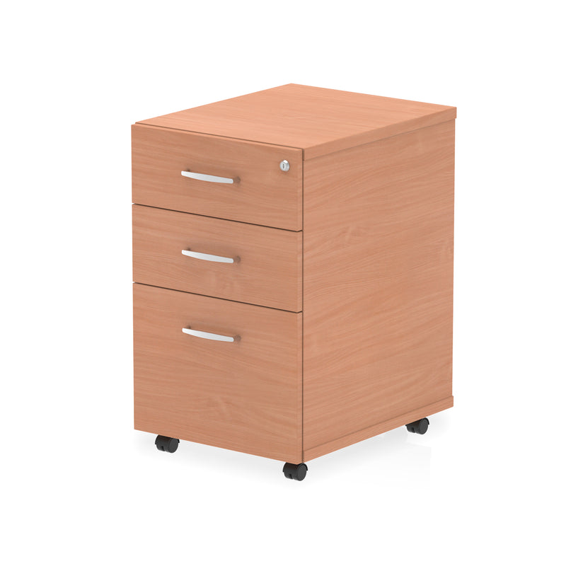 Impulse Under Desk Pedestal - Beech - 3 Drawer - Homesplex