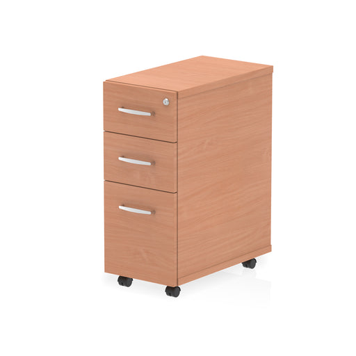 Impulse Narrow Under Desk Pedestal - Beech - 3 Drawer - Homesplex