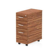 Impulse Narrow Under Desk Pedestal - Walnut - 3 Drawer - Homesplex