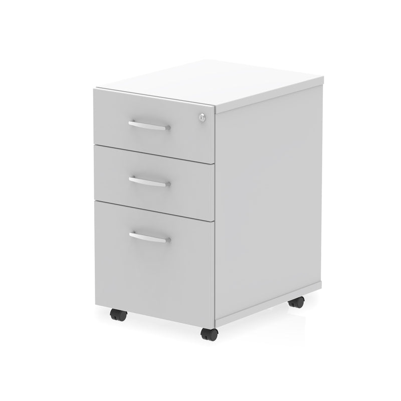 Impulse Under Desk Pedestal - White - 3 Drawer - Homesplex