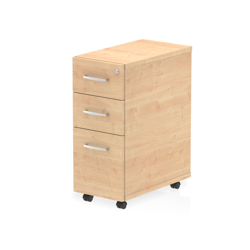 Impulse Narrow Under Desk Pedestal - Maple - 3 Drawer - Homesplex