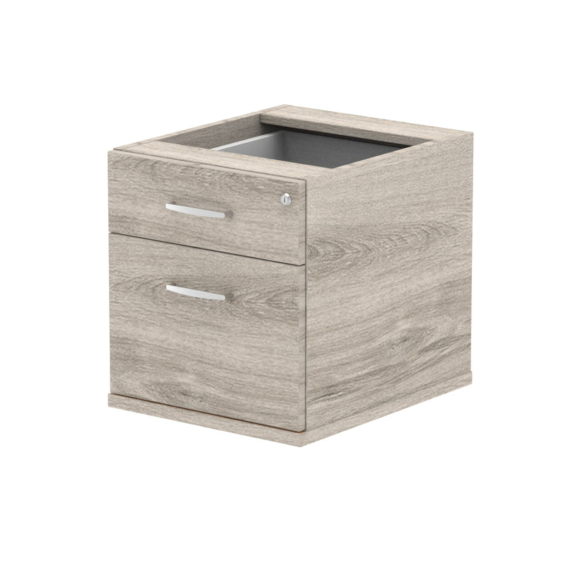 Impulse Fixed Pedestal - Grey Oak - 2 Drawer - Homesplex