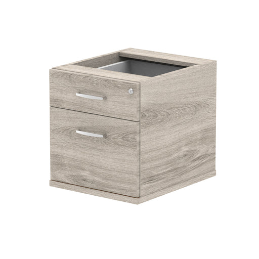 Impulse Fixed Pedestal - Grey Oak - 2 Drawer - Homesplex