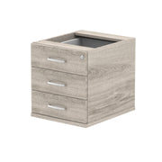 Impulse Fixed Pedestal - Grey Oak - 3 Drawer - Homesplex