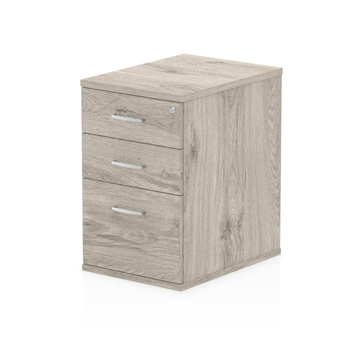 Impulse Desk High Pedestal - Grey Oak - 600 - Homesplex