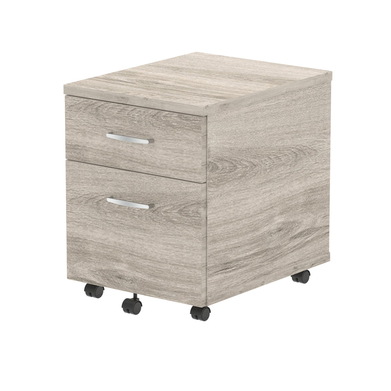 Impulse Mobile Pedestal - Grey Oak - 2 Drawer - Homesplex