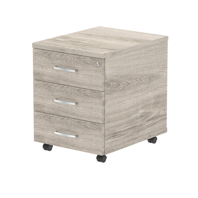 Impulse Mobile Pedestal - Grey Oak - 3 Drawer - Homesplex
