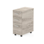 Impulse Narrow Under Desk Pedestal - Grey Oak - 3 Drawer - Homesplex