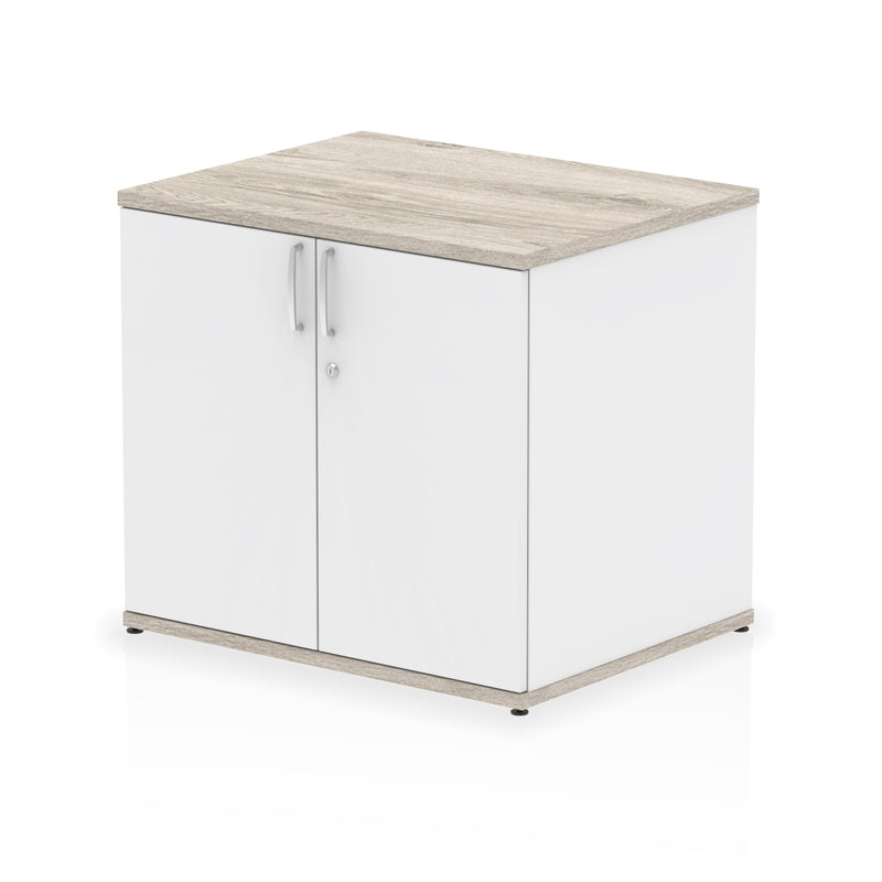 Impulse Desk High Cupboard - Grey Oak & White - Homesplex