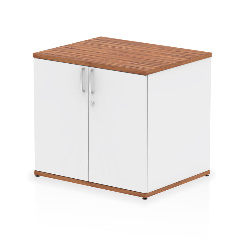 Impulse Desk High Cupboard - Walnut & White - Homesplex